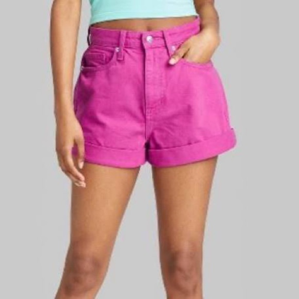 Wild Fable pink denim Highest Rise Pink Jean Cuffed Target Shorts A20